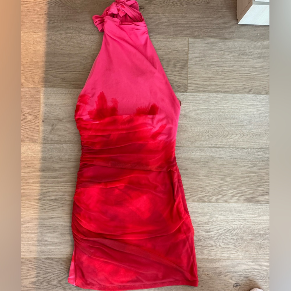 Mini Red Dress with halter tie neck